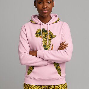 Pink Hoodie with Green Pattern